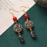 Boucles d'Oreilles Tibétaines Fleur du Dharma - Univers Tibet