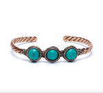 Bracelet Cuivre Torsadé Turquoise Trio - Univers TIbet