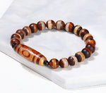 Bracelet Dzi 3 Yeux Guérison Agate Marron - Univers Tibet