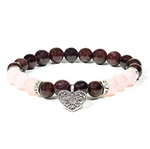 Bracelet Grenat Quartz Rose avec Coeur - Univers Tibet