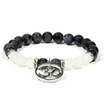 Bracelet Labradorite Agate Blanche et OM - Unviers tibet