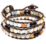 Bracelet Wrap Amazonite - Agate Noire - Univers Tibet 