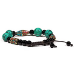 Turquoise Coral and Black Agate Bracelet 