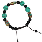 bracelet turquoise corail et agate noire - univers tibet