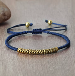 Bracelet Tibétain Bouddhiste Tressé à la Main Porte-Bonheur Bleu Marine