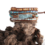 Bracelet Wrap Turquoise et Druse Bleue