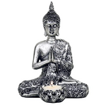 Namaste Buddha mit Kerzenhalter