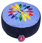 Blue Multicolored Flower Meditation Cushion