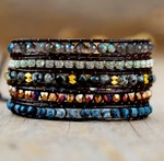 bracelet wrap onyx et cristal - univers tibet