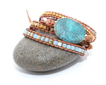 bracelet tibétain wrap - Jaspe bleu - Univers tibet