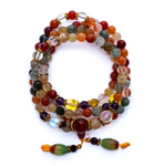 Tibetan Mala Agate, Rock Crystal and Amethyst