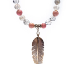 Tibetan Rose Quartz Mala - Agate and Rhodochrosite