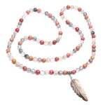 Tibetan Rose Quartz Mala - Agate and Rhodochrosite