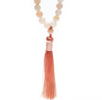 Tibetan Rose Quartz Mala - Agate and Rhodochrosite