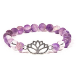 Amethyst-Chevron- und Bergkristall-Lotus-Armband