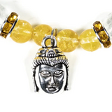 Citrine and Rock Crystal Buddha Bracelet