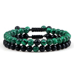 Bracelets Tibétains Assortis - Malachite et Onyx - Univers Tibet