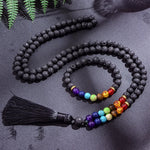 Tibetan Lava Stone Mala - 7 Chakras