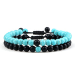 Bracelets Tibétains Assortis - Turquoise et Onyx - Univers Tibet 