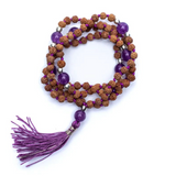 Mala Tibétain Rudraksha Améthyste - Univers Tibet