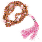 Mala Tibétain Rudraksha Quartz Rose - Univers TIbet