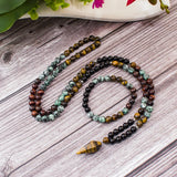 Tibetan Mala Tiger's Eye and Turquoise