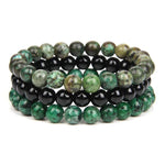 Bracelets Tibétains Assortis - Turquoise Africaine - Onyx - Jade Verte - Univers Tibet