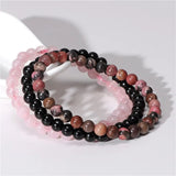 Bracelets Assortis : Rhodonite - Onyx- Quartz rose