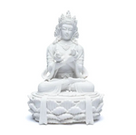 Statue bouddha avec cloche et dorje blanc - univers tibet