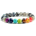 bracelet 7 chakras perles d'agate cristal gris - Univers tibet