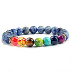 bracelet 7 chakras pierre d'agate cristal bleu l Univers TIbet