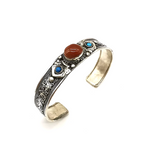 bracelet tibetain alliage de cuivre et agate rouge - univers tibet