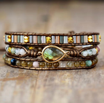 bracelet wrap labradorite et pierre de lune - univers tibet