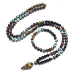 Tibetan Mala Tiger's Eye and Turquoise