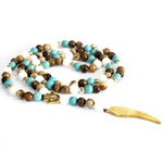 mala tibétain agate, oeil de tigre, turquoise et jaspe - univers tibet