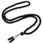 mala tibetain 108 perles obsidienne - Univers TIbet