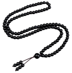 mala tibetain 108 perles obsidienne - Univers TIbet