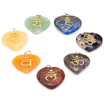 set pendentif coeur chakras sanskrit - univers tibet