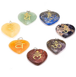 set pendentif coeur chakras sanskrit - univers tibet